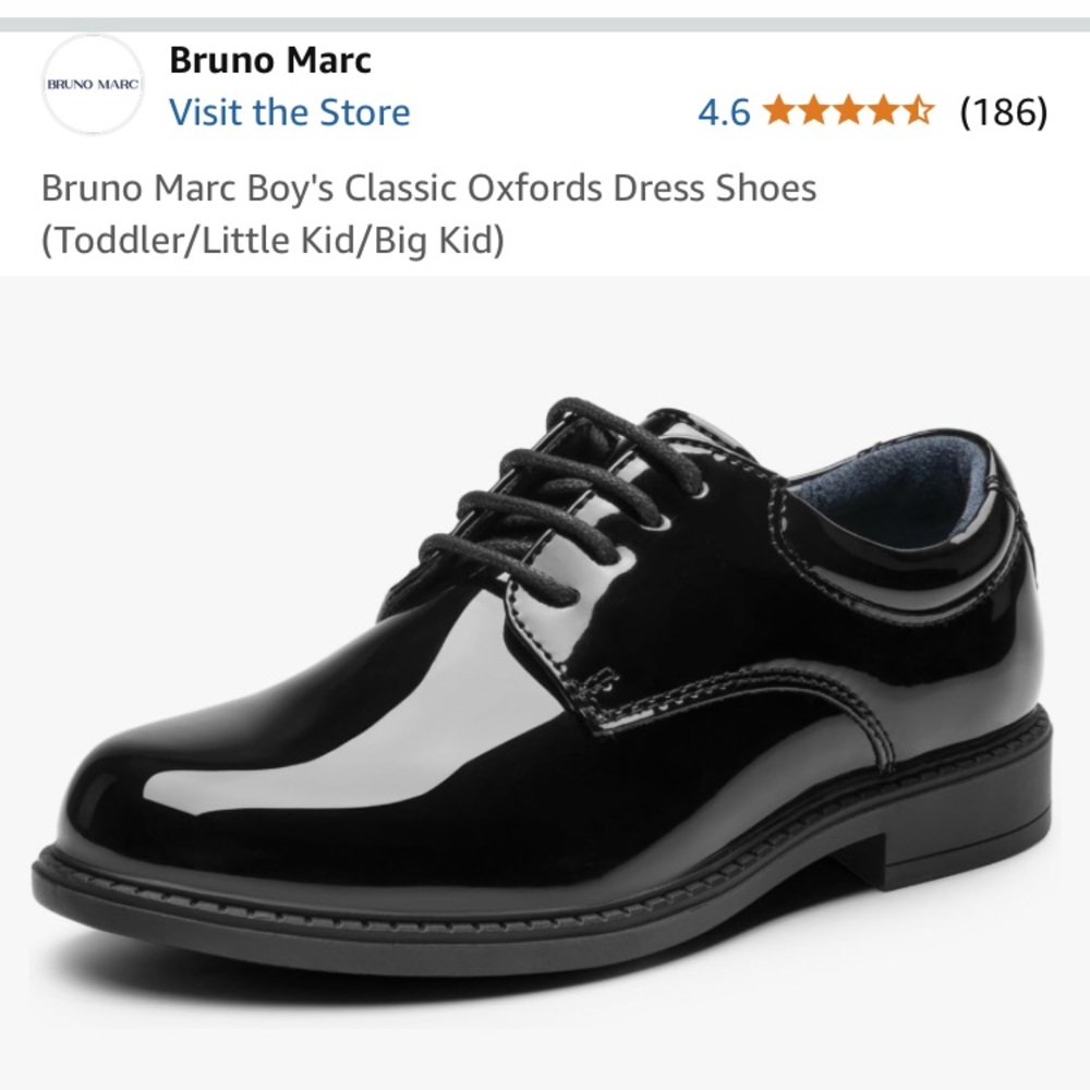 Bruno Marc Black Kids' Classic Oxfords Dress Shoes 10T